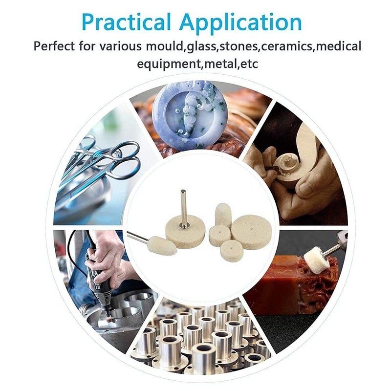 Diy Crafts 12134 India 302707170001 Wool Felt Polishing Bits Mandrel, Accessories Rotary Tool Buffing, 43838 Inch Shank, Multicolor, 35 Piece - Image 4