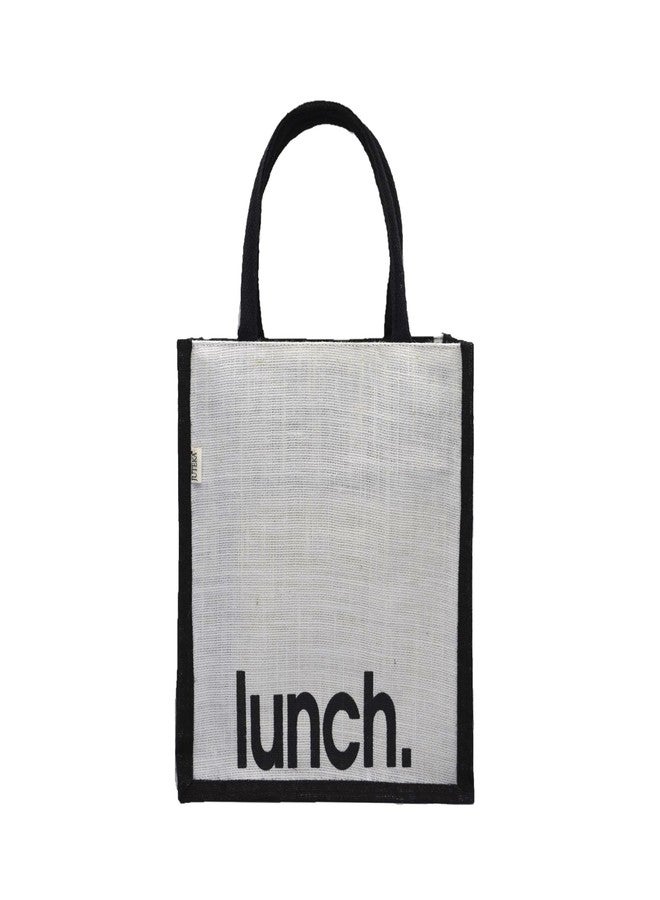 JUTEKA Reusable Printed Jute Shopping Bag | Lunch Bag | Tiffin Bag | Jute Bag (White) - Image 2