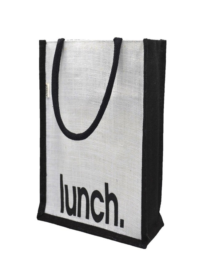 JUTEKA Reusable Printed Jute Shopping Bag | Lunch Bag | Tiffin Bag | Jute Bag (White) - Image 3