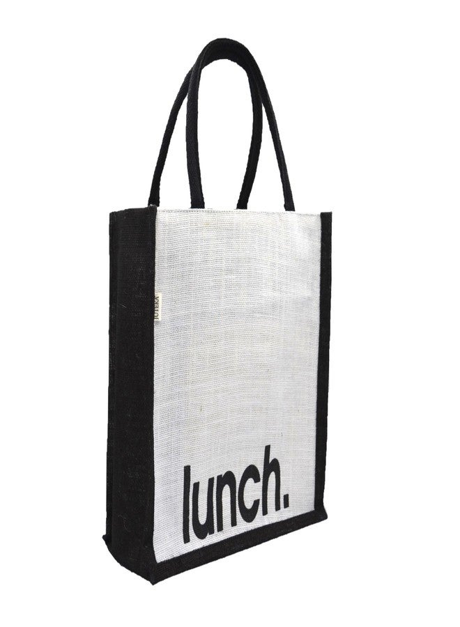 JUTEKA Reusable Printed Jute Shopping Bag | Lunch Bag | Tiffin Bag | Jute Bag (White) - Image 1