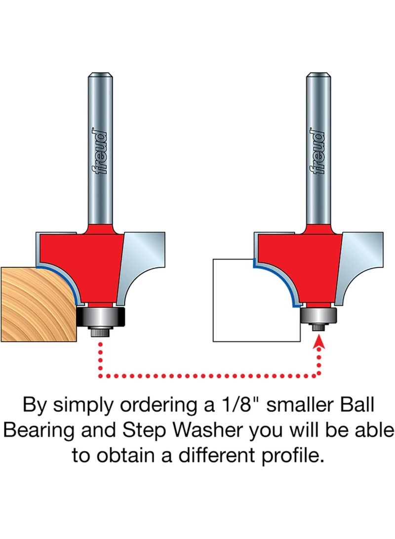 freud Freud Quadra-Cut Radius Rounding Over Bit with Perma-Shield Coating for Flawless Finish - 4 Cutters, 1/4" Shank Dia., 1/4" Radius, 2-3/16" Length - 34-110  - Image 4