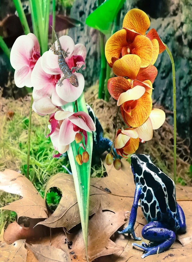 Chuangdi 2 Pieces Artificial Phalaenopsis with Suction Cups Terrarium Plant Decoration Reptile Habitat Plant Decor for Hermit Crab Lizards Geckos Snake Reptile (Purple, Yellow) - Image 5