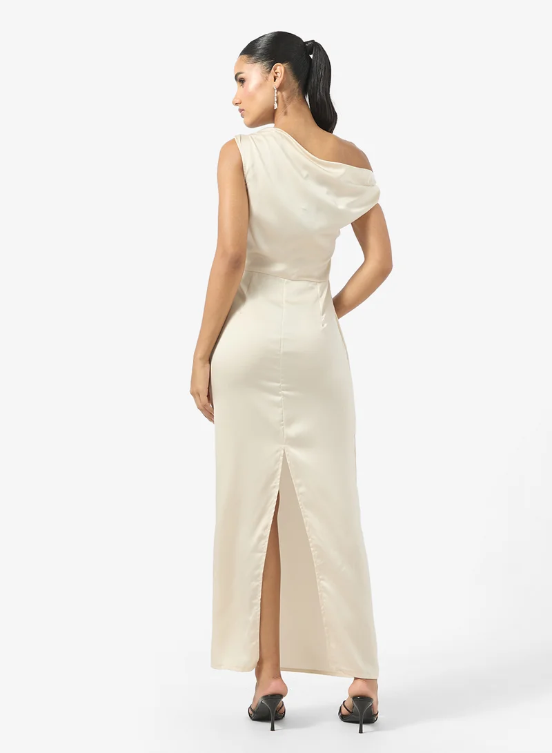 Ginger Drop Shoulder Satin Dress