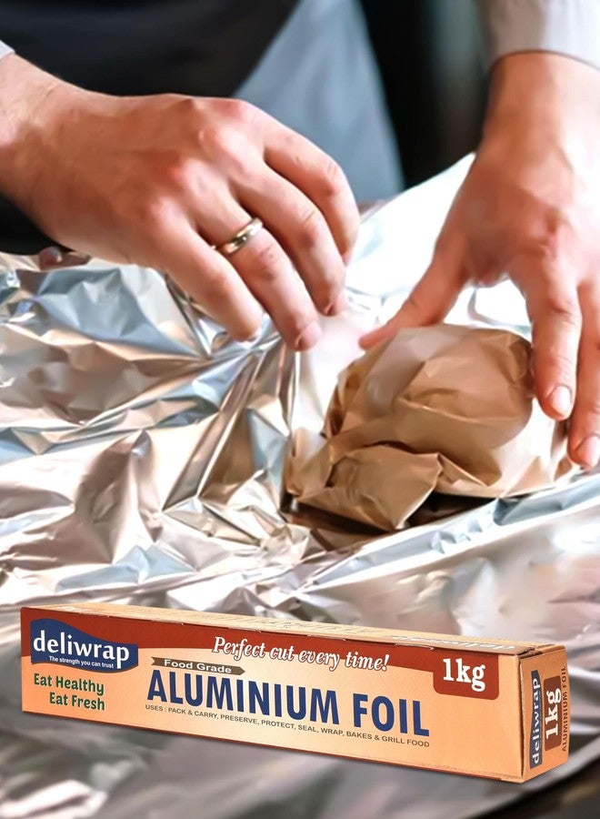 KCOFOIL Deliwrap Aluminum Silver Foil - 1Kg | 18 Micron Thickness Food Grade Safe Food Wrapping Aluminum Foil | Lunch Packing for Home, School, Office & Hotels | Kitchen Paper Roll | Pack of-1 - Image 5