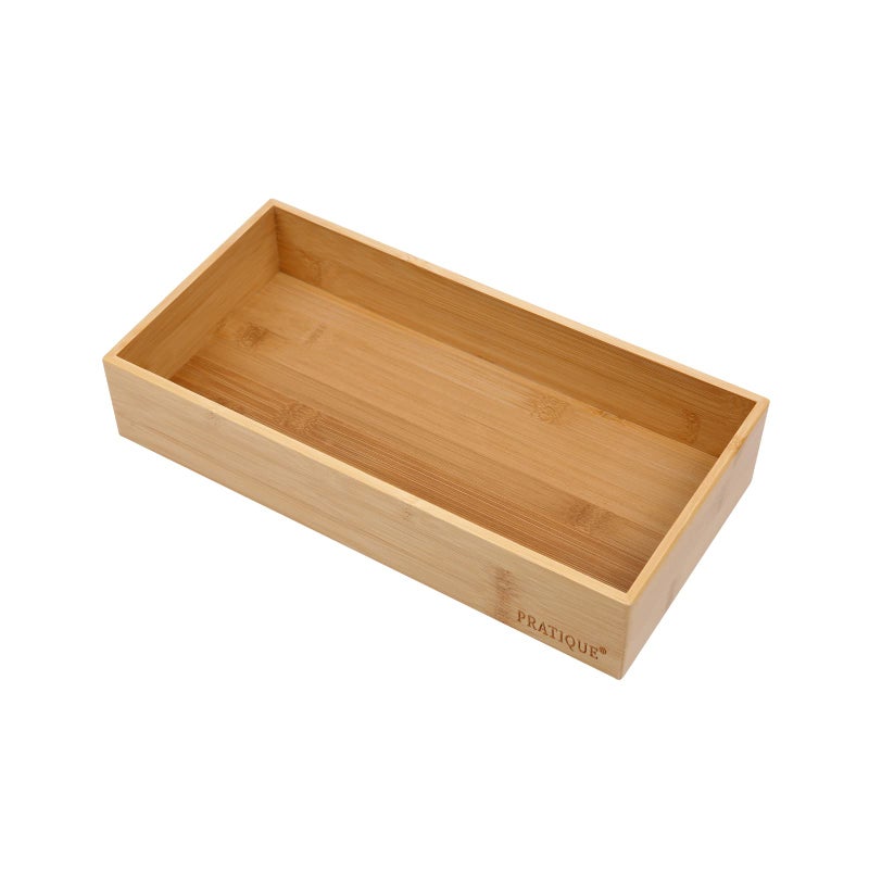 PRATIQUE Bamboo Drawer Organizer Kitchen Utensil Organizer Silverware Tray Cutlery HolderOffice Desk Supplies and Accessories 12x59x26 inch