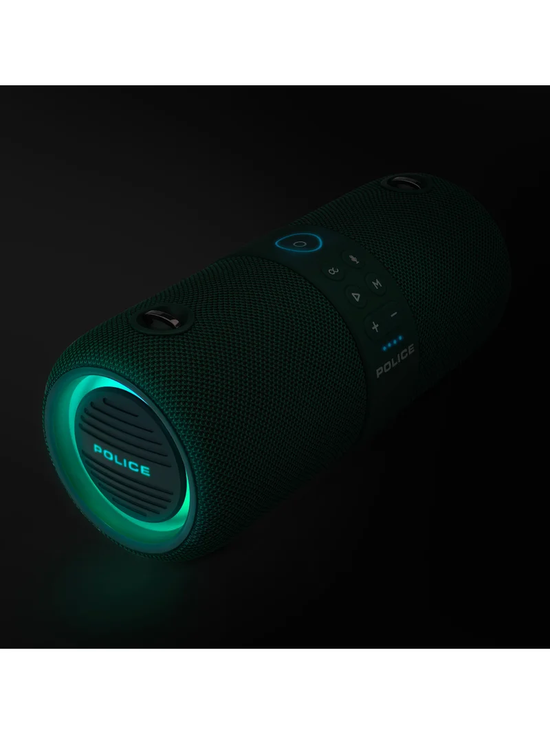 POLICE Foss 2 True Wireless Stereo Speaker with RGB Lights, 70mm Driver, Type-C Charging, Bluetooth 5.3, 3600 mAh, Green - IPX6