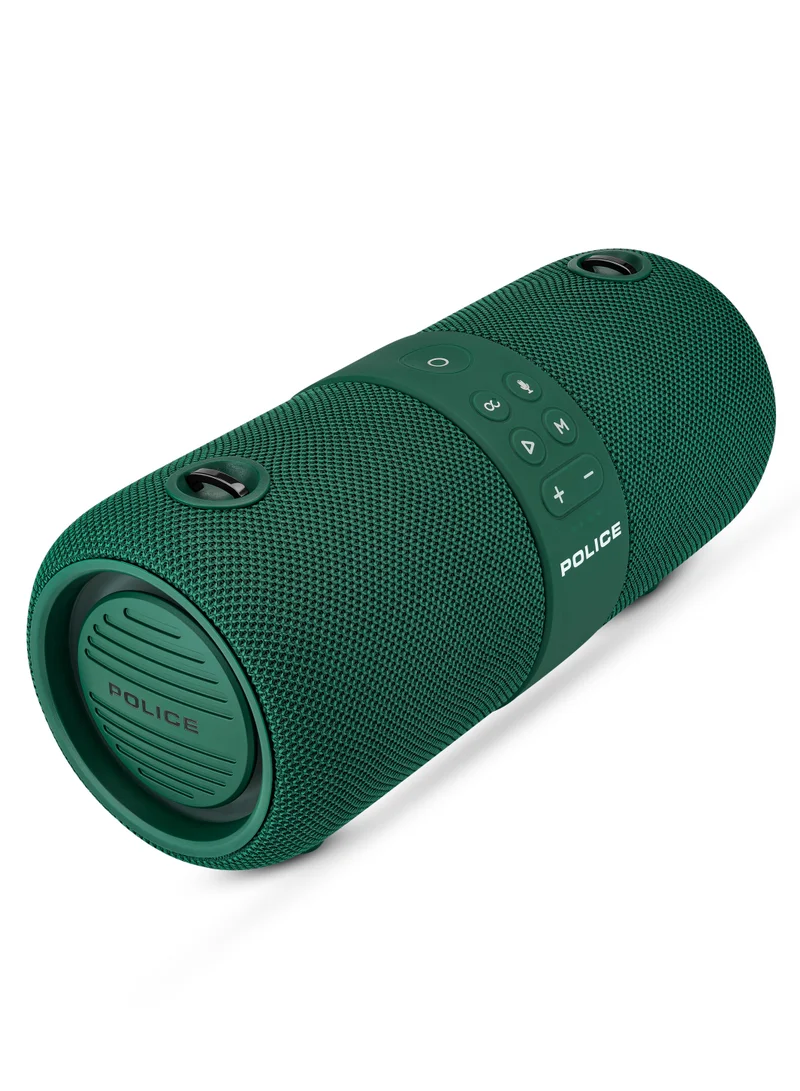 POLICE Foss 2 True Wireless Stereo Speaker with RGB Lights, 70mm Driver, Type-C Charging, Bluetooth 5.3, 3600 mAh, Green - IPX6