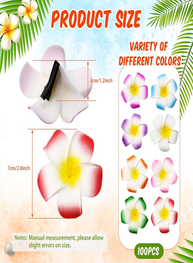 Geosar 100 Pcs Plumeria Hair Clip Hawaiian Foam Flower Hair Clips for Women Luau Beach Hawaii Tropical Bridal Wedding Party Decorations Accessories Vacation Supplies(2.8 Inch) - Image 2