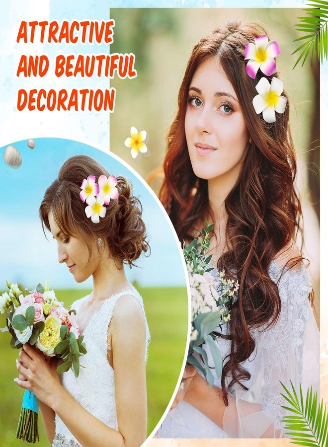 Geosar 100 Pcs Plumeria Hair Clip Hawaiian Foam Flower Hair Clips for Women Luau Beach Hawaii Tropical Bridal Wedding Party Decorations Accessories Vacation Supplies(2.8 Inch) - Image 3