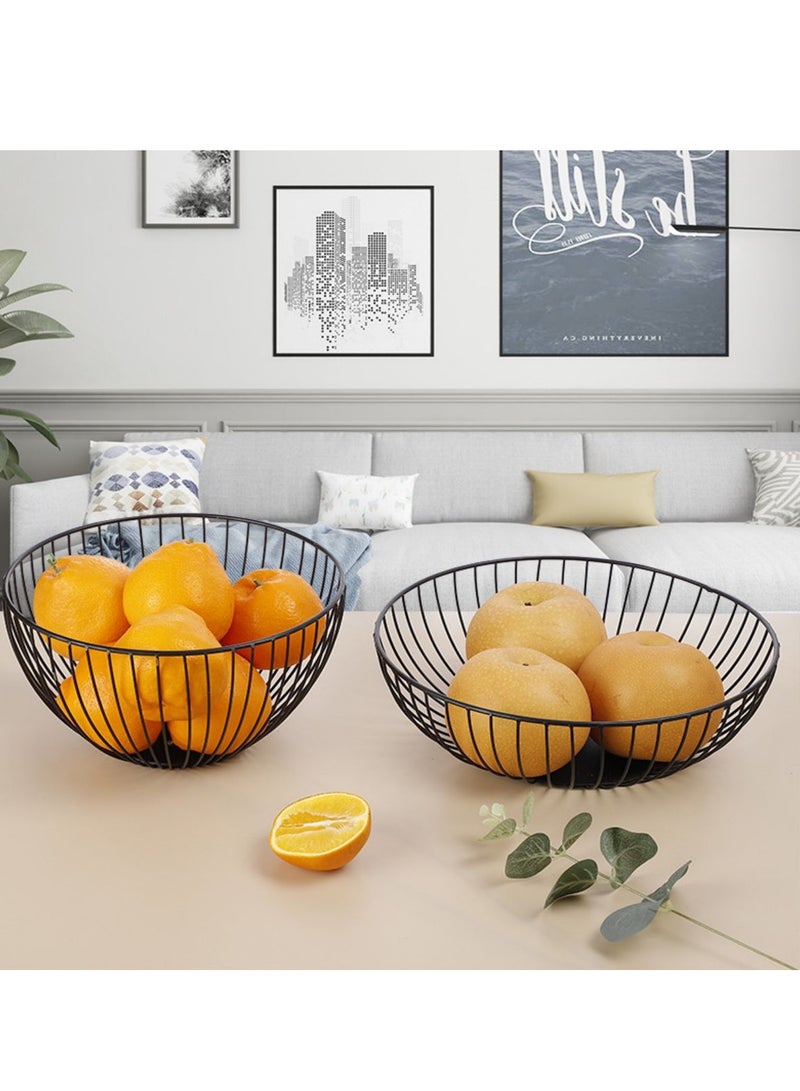 Fruit Bowls for Kitchen Counter, Metal Wire Fruit Basket, Hemisphere Shape Black Holder Storage for Vegetable Snack Bread Serving Candy Table Dining - Image 3
