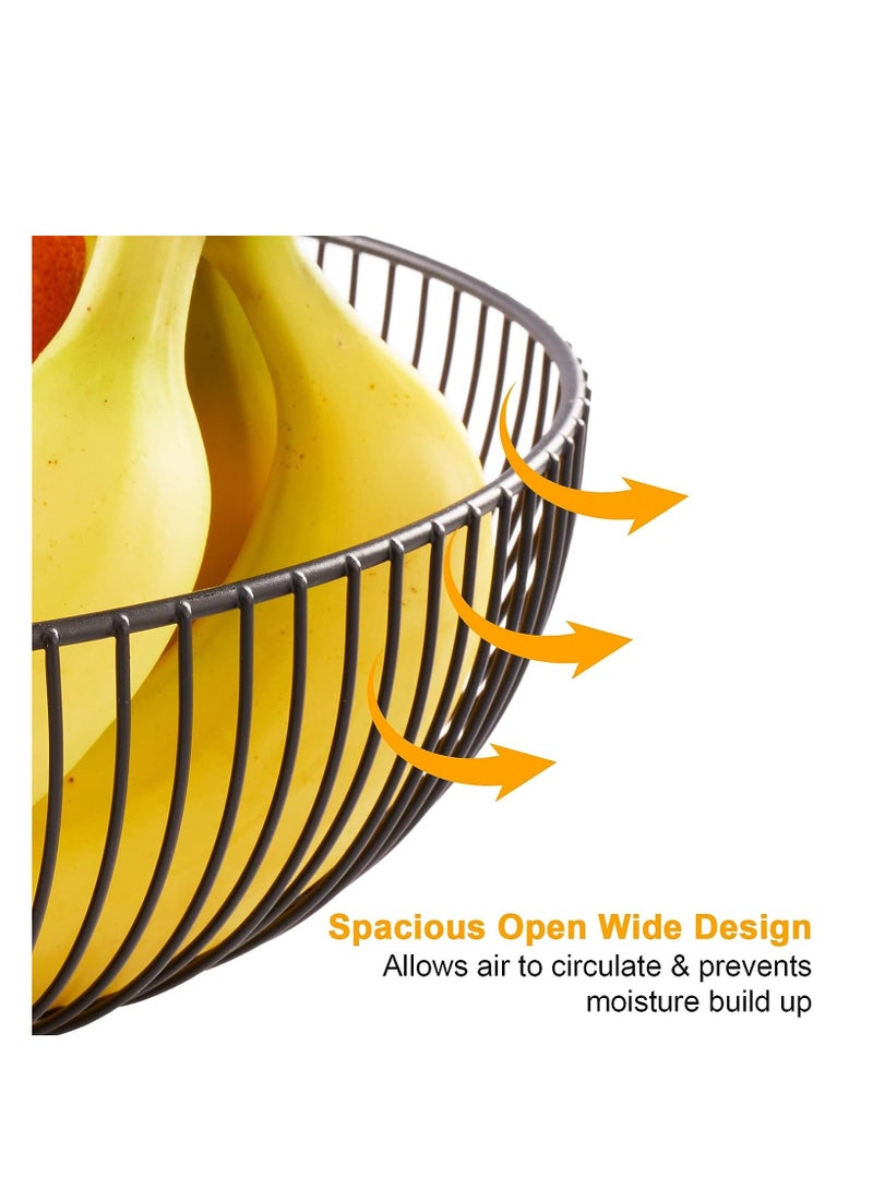 Fruit Bowls for Kitchen Counter, Metal Wire Fruit Basket, Hemisphere Shape Black Holder Storage for Vegetable Snack Bread Serving Candy Table Dining - Image 4