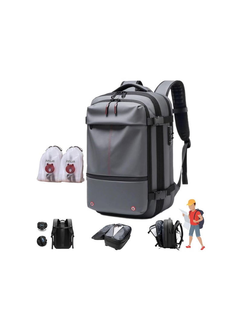 silvercnc Vacpack Backpack, Alepeak Vacuum Backpack, 60L Expandable Backpack with Vacuum Compression, Anti-Theft Large Capacity (Grey-A) - Image 1