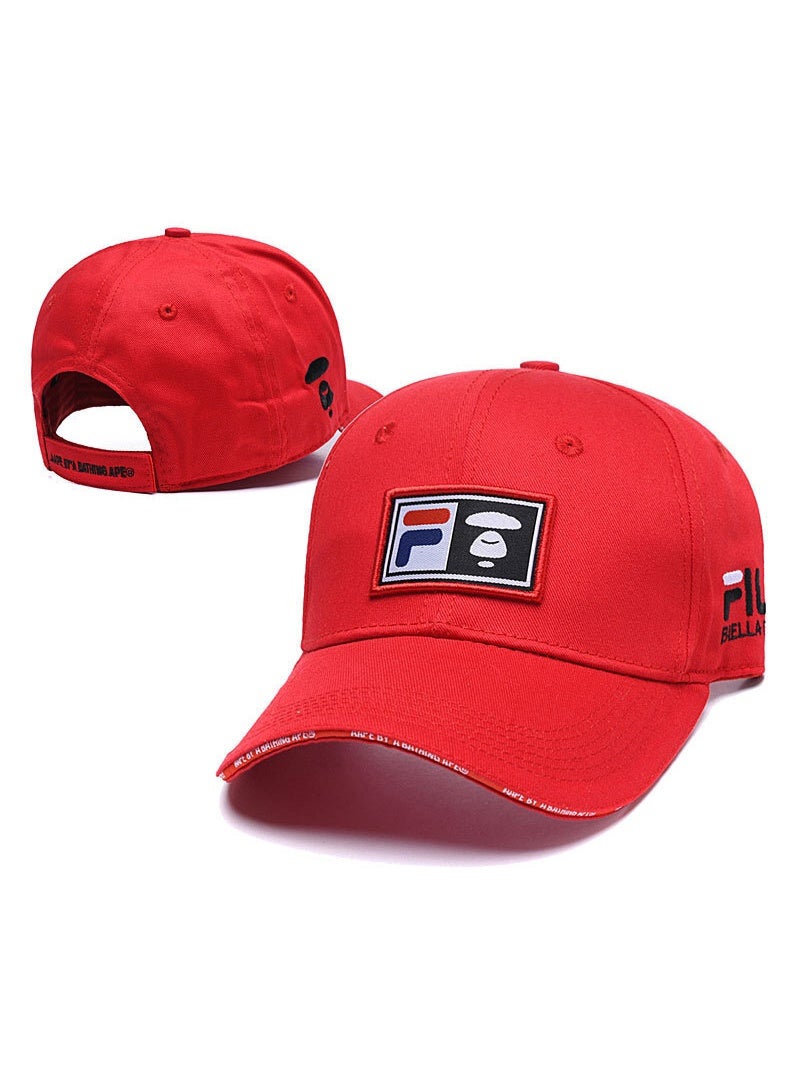 FILA قبعة بيسبول حمراء من A Bathing Ape x FILA