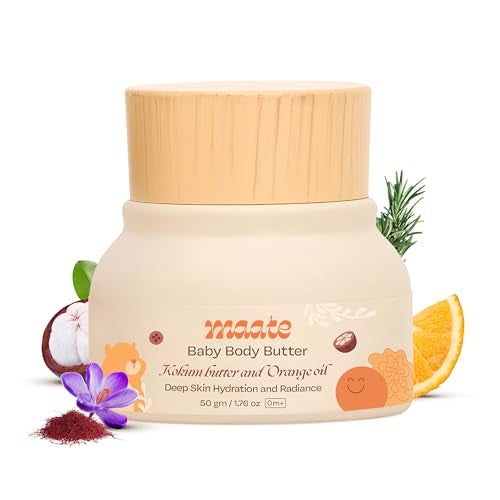Maate Baby Body Butter (50 gm) | Enriched with Pure Kokum Butter, Shea Butter, Orange & Saffron Oil | Baby Cream For Face, Skin & Body | Baby Body Butter For Kids 0-12 years | Baby Moisturizer Cream - Image 1