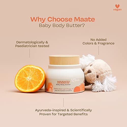 Maate Baby Body Butter (50 gm) | Enriched with Pure Kokum Butter, Shea Butter, Orange & Saffron Oil | Baby Cream For Face, Skin & Body | Baby Body Butter For Kids 0-12 years | Baby Moisturizer Cream - Image 4