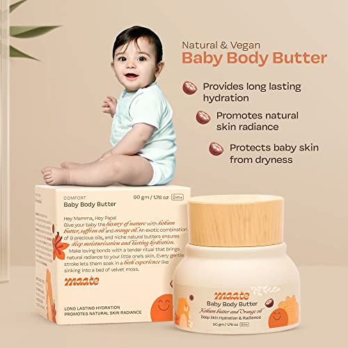 Maate Baby Body Butter (50 gm) | Enriched with Pure Kokum Butter, Shea Butter, Orange & Saffron Oil | Baby Cream For Face, Skin & Body | Baby Body Butter For Kids 0-12 years | Baby Moisturizer Cream - Image 2