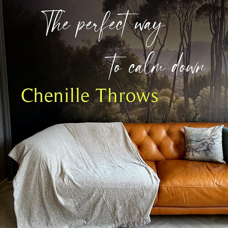 SASHAA WORLD Soft Chenille Throw Throw Blanket for Sofa Bed Chair and Travel Charcoal Throw Blanket Pack of 1 130 x 180 cm - Image 4