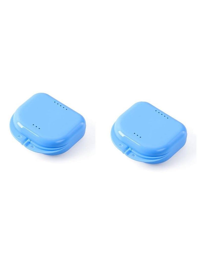 تخزين الأقواس 2 قطعة مربع تقويم الأسنان التجنيب قوس مربع تخزين أطقم الأسنان المحمولة الأزرق - Image 1