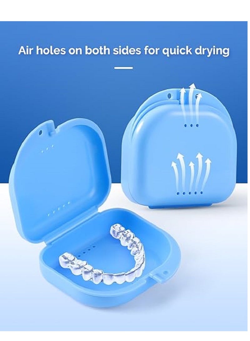 تخزين الأقواس 2 قطعة مربع تقويم الأسنان التجنيب قوس مربع تخزين أطقم الأسنان المحمولة الأزرق - Image 2