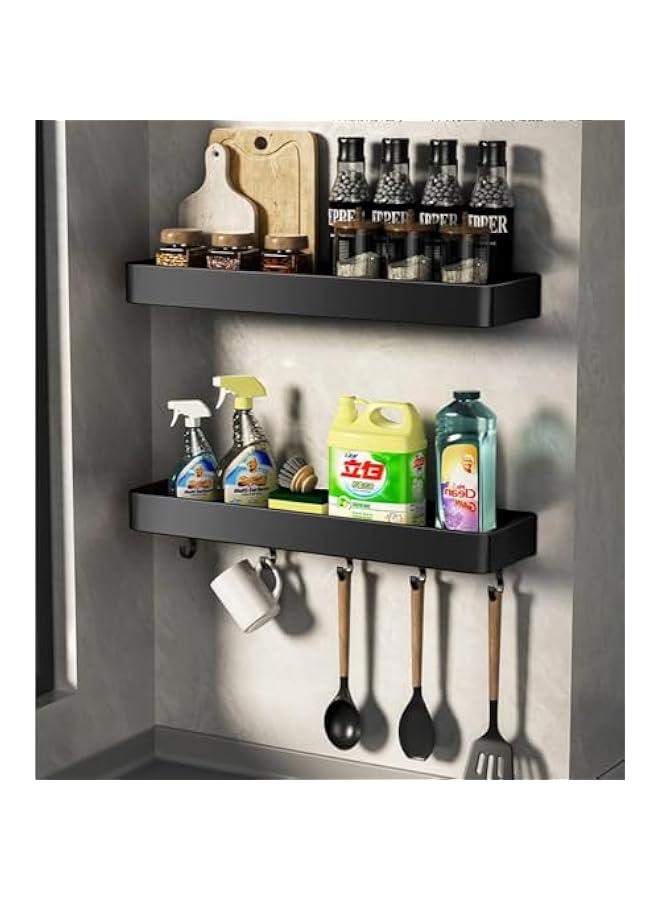 هوكور عبوة من قطعتين، رف دش الحمام، منظم رف دش مع قضيب منشفة وخطافات، منظم دش للحمام والمطبخ، استخدام مزدوج للثقب وعدم التثقيب (الحجم: 30 سم) - Image 5