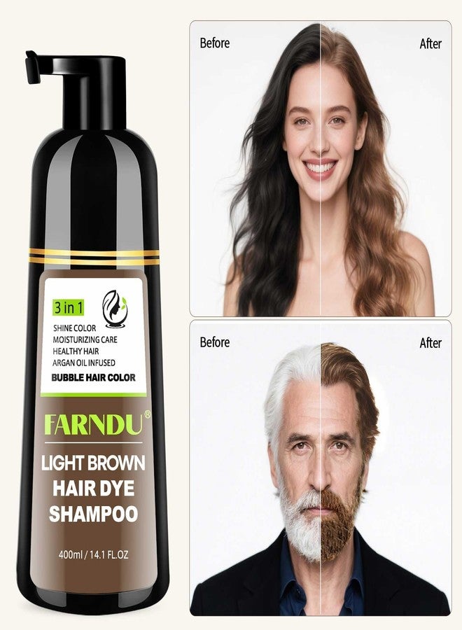 Farndu Light Brown Hair Dye Shampoo, 3 in 1 Instant Hair Color with 15 Min Gray Coverage, Natural Semi-Permanent Herbal Shampoo for Men & Women - Image 3