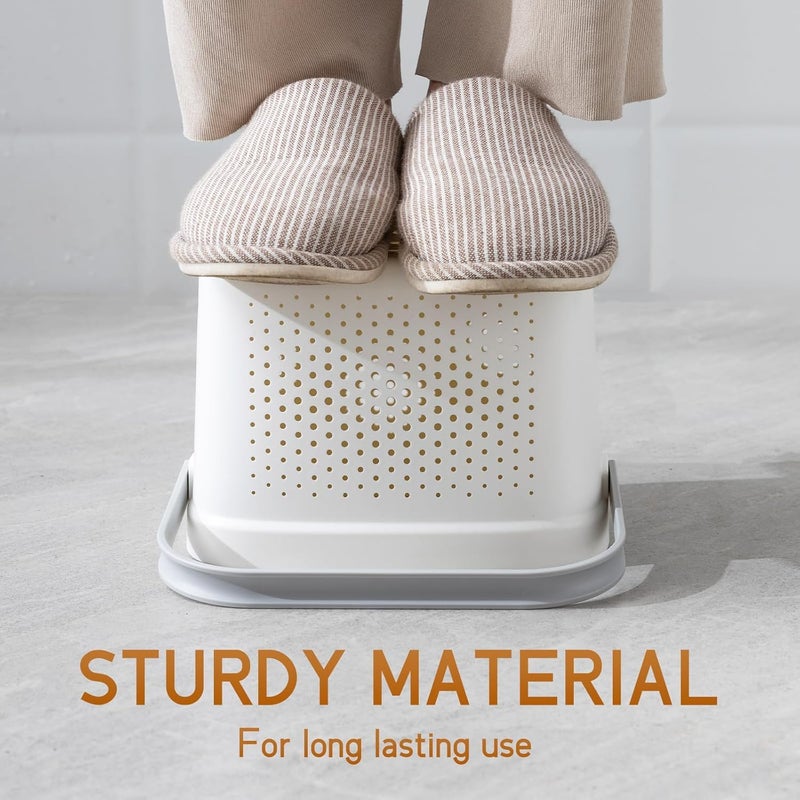 TONSYL Polypropylene Multipurpose Caddy With Handle Storage Baskets With Handles Shelf Organizers Basket For Bathroom Kitchen Dorm Room Pantry Baby Products White Rectangular - Image 3