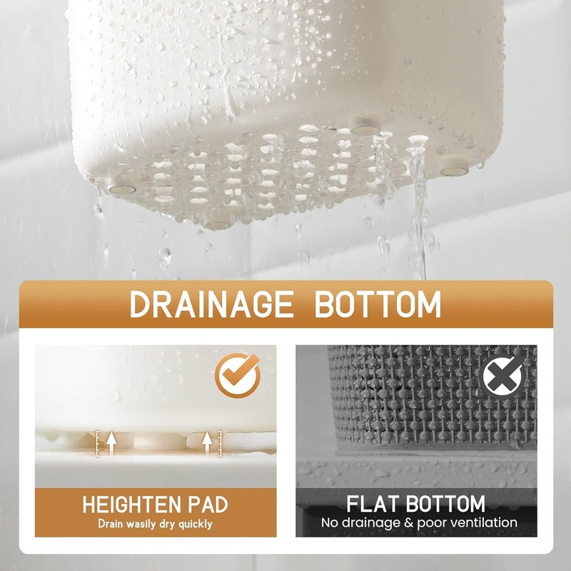 TONSYL Polypropylene Multipurpose Caddy With Handle Storage Baskets With Handles Shelf Organizers Basket For Bathroom Kitchen Dorm Room Pantry Baby Products White Rectangular - Image 4