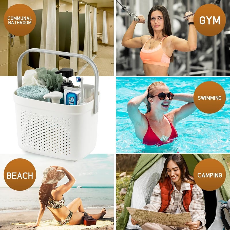 TONSYL Polypropylene Multipurpose Caddy With Handle Storage Baskets With Handles Shelf Organizers Basket For Bathroom Kitchen Dorm Room Pantry Baby Products White Rectangular - Image 5