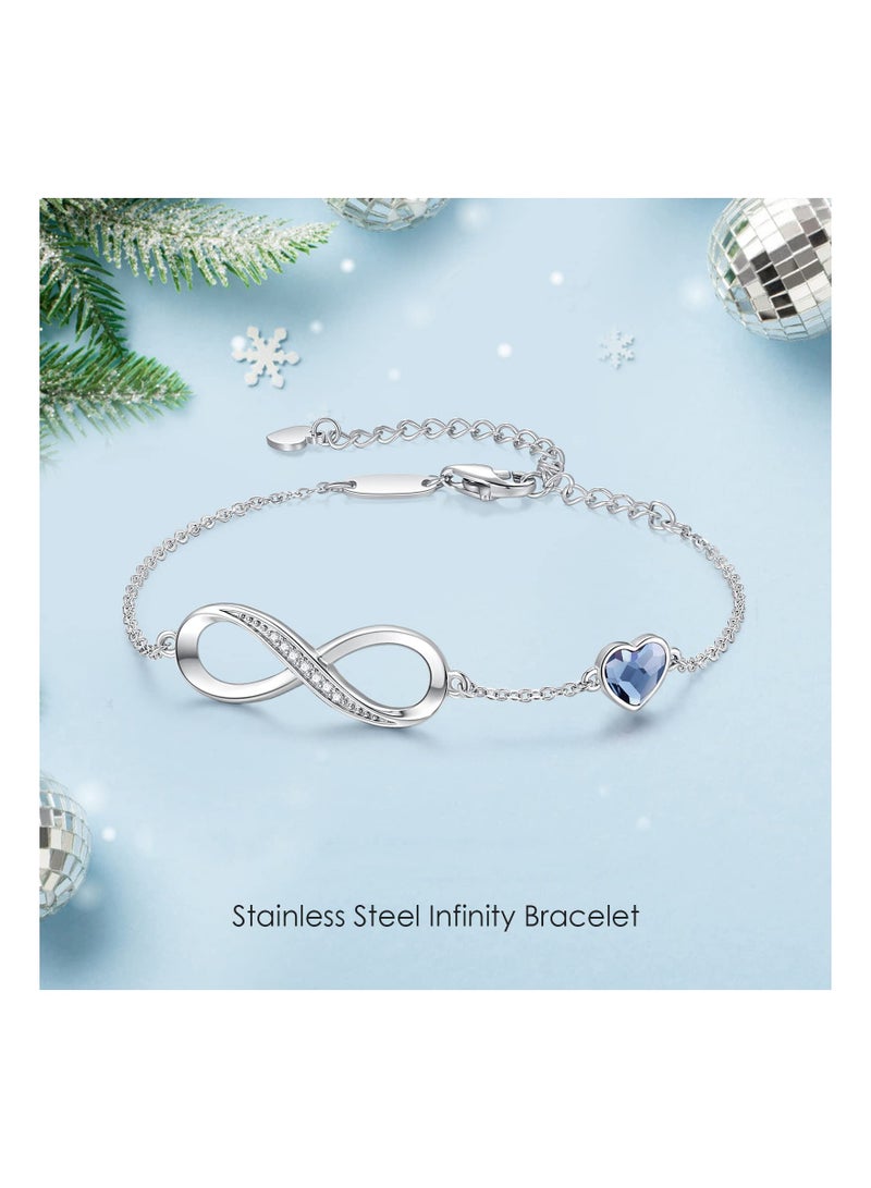 Infinity Bracelets for Women Sterling Silver 925 Bracelet Adjustable Love Heart Ladies With Exquisite Box Jewellery Gifs Birthday Mothers Day