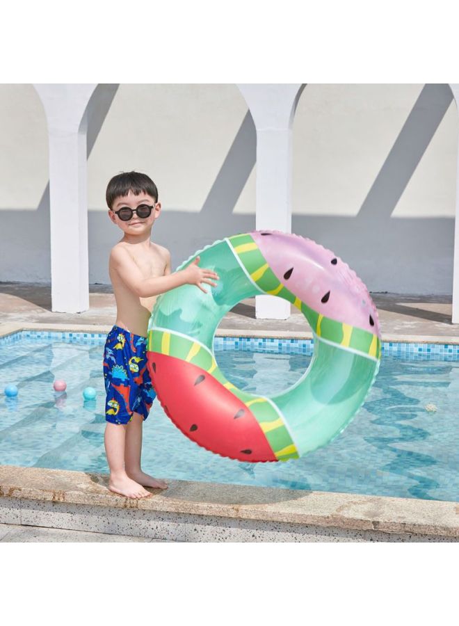 Generic Children Swimming Ring Thickened Popular Pvc Stripe Plaid Inflatable Adult Life Buoy Net Red Float Ring-After Inflating Outer Diameter:80#-Inner Diameter After Inflating:Translucent Watermelon - Image 1