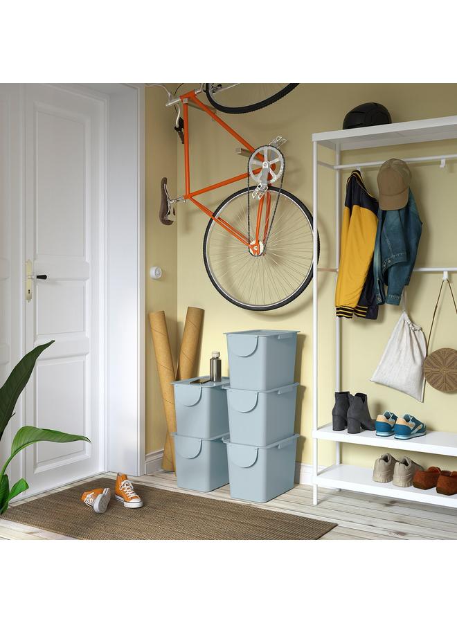 زبون سلة مهملات بغطاء، رمادي فاتح-أزرق، 25 لترًا - Image 5