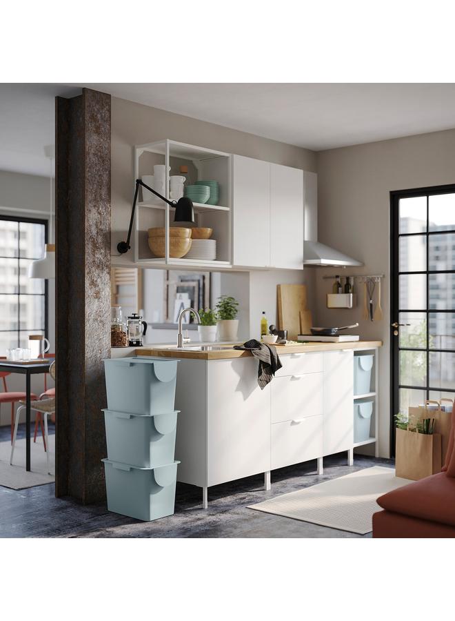 زبون سلة مهملات بغطاء، رمادي فاتح-أزرق، 25 لترًا - Image 2