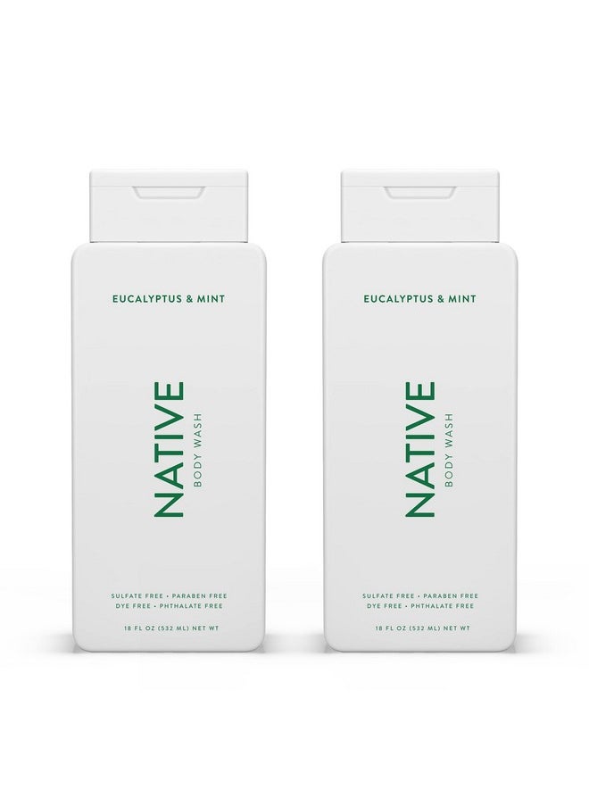 native Natural Body Wash For Women Men Sulfate Free Paraben Free Dye Free With Naturally Derived Clean Ingredients Leaving Skin Soft And Hydrating Eucalyptus & Mint 18 Oz 2 Pk  - Image 1