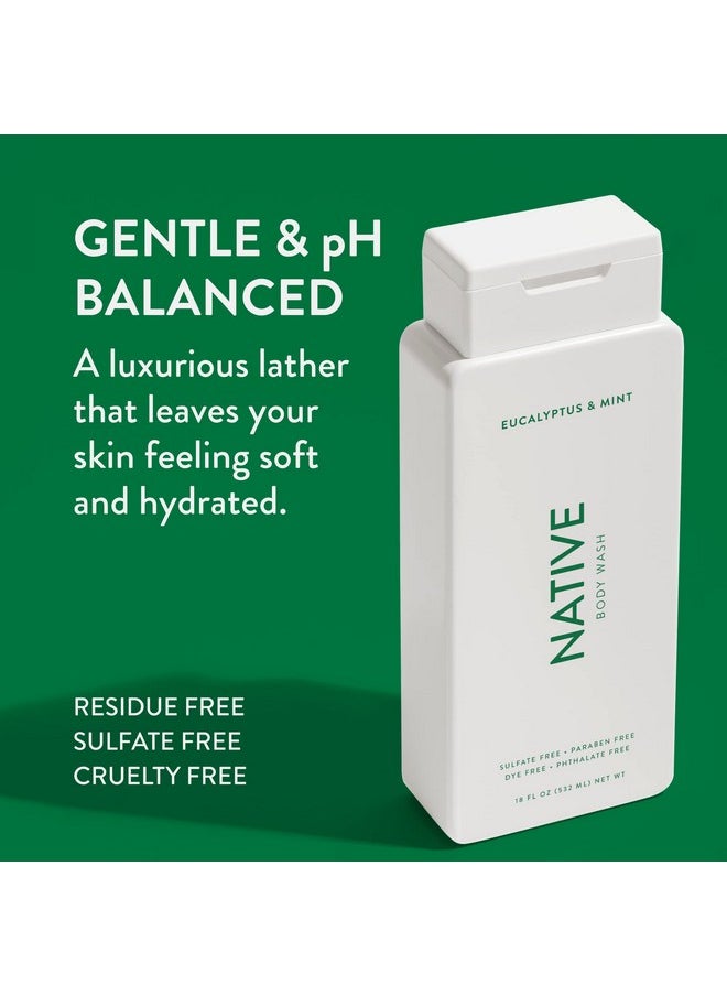 native Natural Body Wash For Women Men Sulfate Free Paraben Free Dye Free With Naturally Derived Clean Ingredients Leaving Skin Soft And Hydrating Eucalyptus & Mint 18 Oz 2 Pk  - Image 2