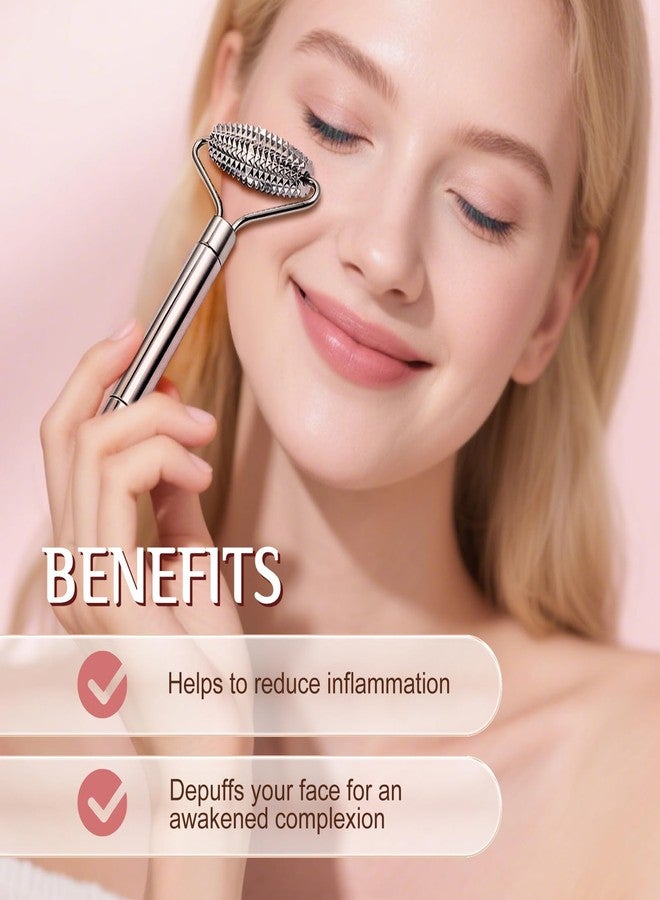 erdnretl Gua Sha & Face Roller, Stainless Steel Gua Sha Facial Tools for Face, Eyes,Chin & Jawline Sculpting,Body Gua Sha Tools with Pouch - Image 3