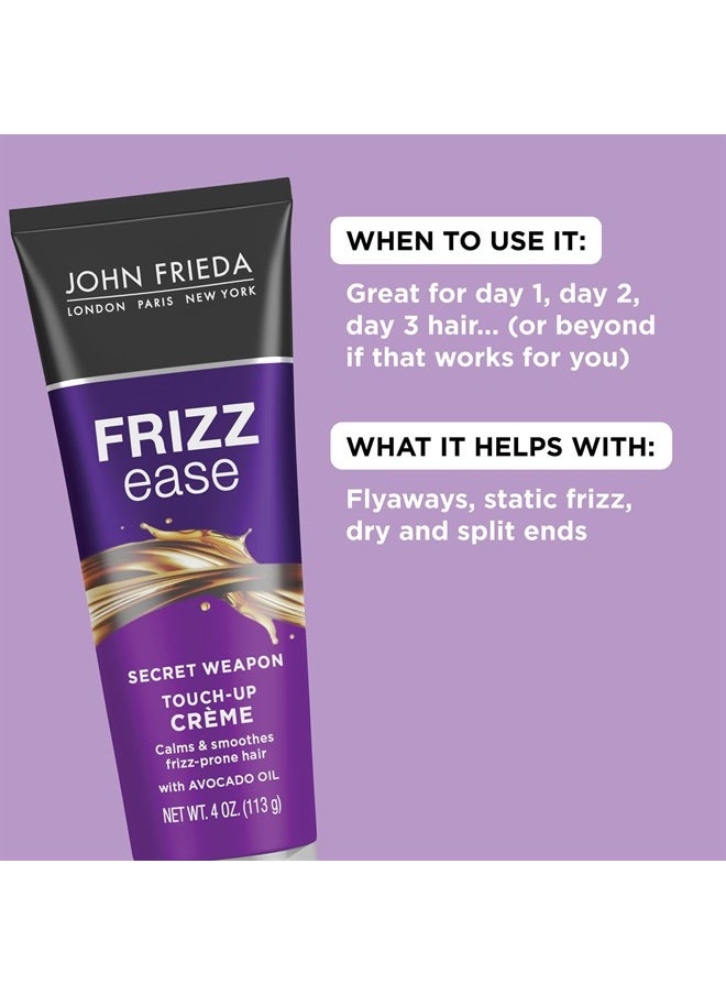 Frizz Ease Secret Weapon Anti-Frizz Styling Cream, Frizz Control Touch-Up Crème with Avocado Oil, Helps to Calm and Smooth Frizz-prone Hair, 4 Ounce