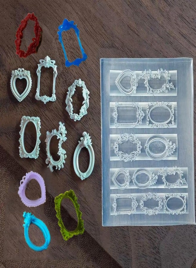 LIFOOST 4Pcs 3D Frame Nail Mold Picture Frames Rose Window Designs Resin Molds with Carving Pen Clear Modeling Templates Silicone Tools for DIY Salon Nail Design - Image 3