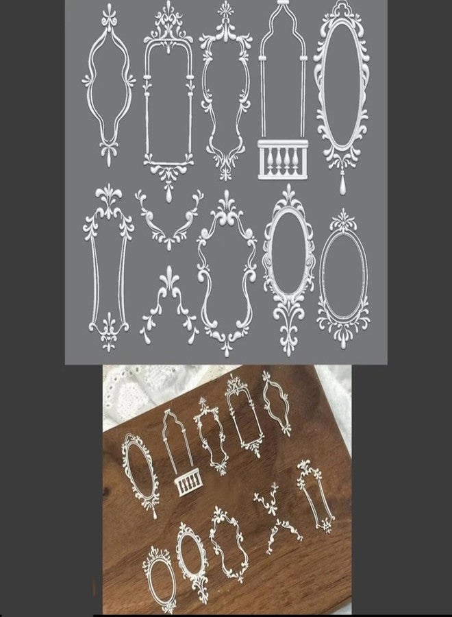 LIFOOST 4Pcs 3D Frame Nail Mold Picture Frames Rose Window Designs Resin Molds with Carving Pen Clear Modeling Templates Silicone Tools for DIY Salon Nail Design - Image 4