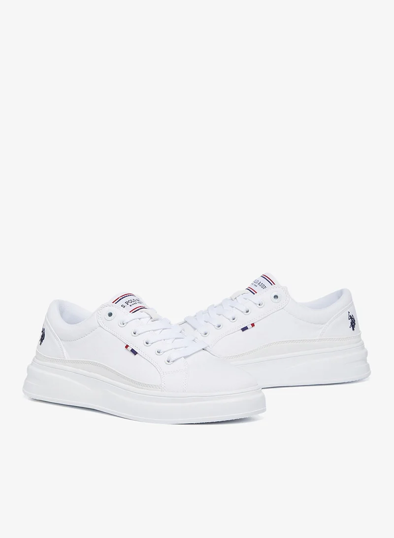 U.S. Polo Assn. White Women's White Low-Top Sneakers - Stylish Lace-Up Design Shoes, Perfect for Casual Adventures for Women | Best Price UAE