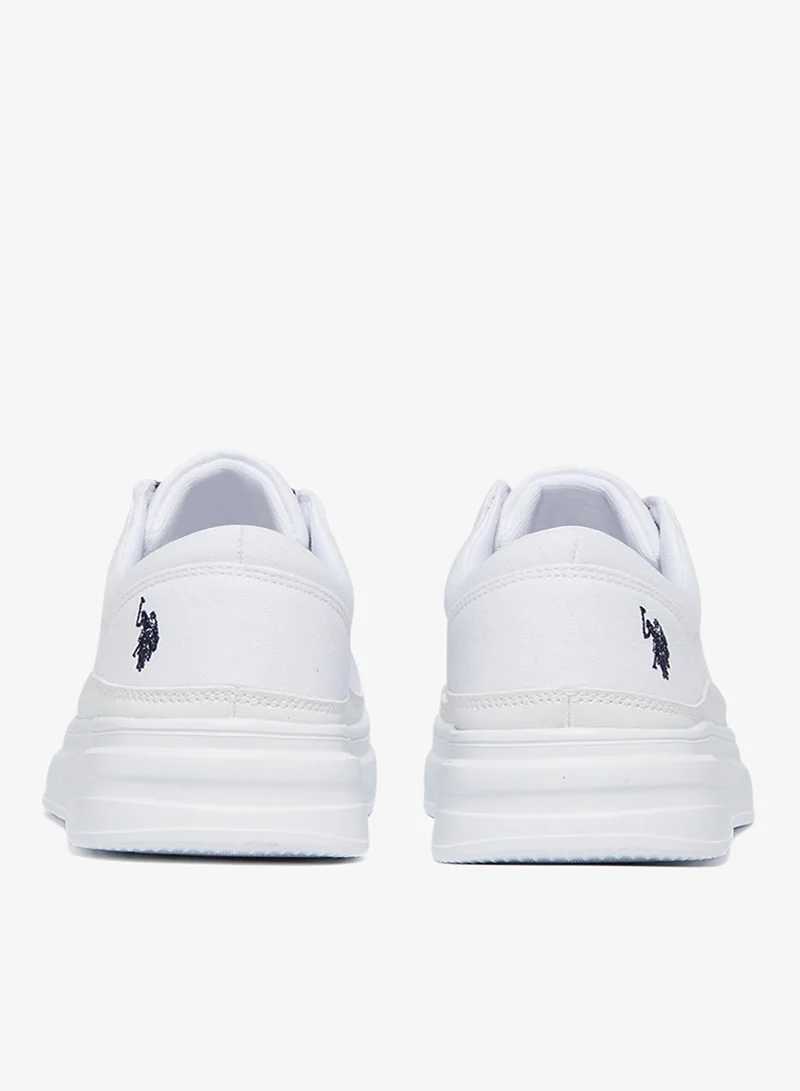 U.S. Polo Assn. White Women's White Low-Top Sneakers - Stylish Lace-Up Design Shoes, Perfect for Casual Adventures for Women | Best Price UAE