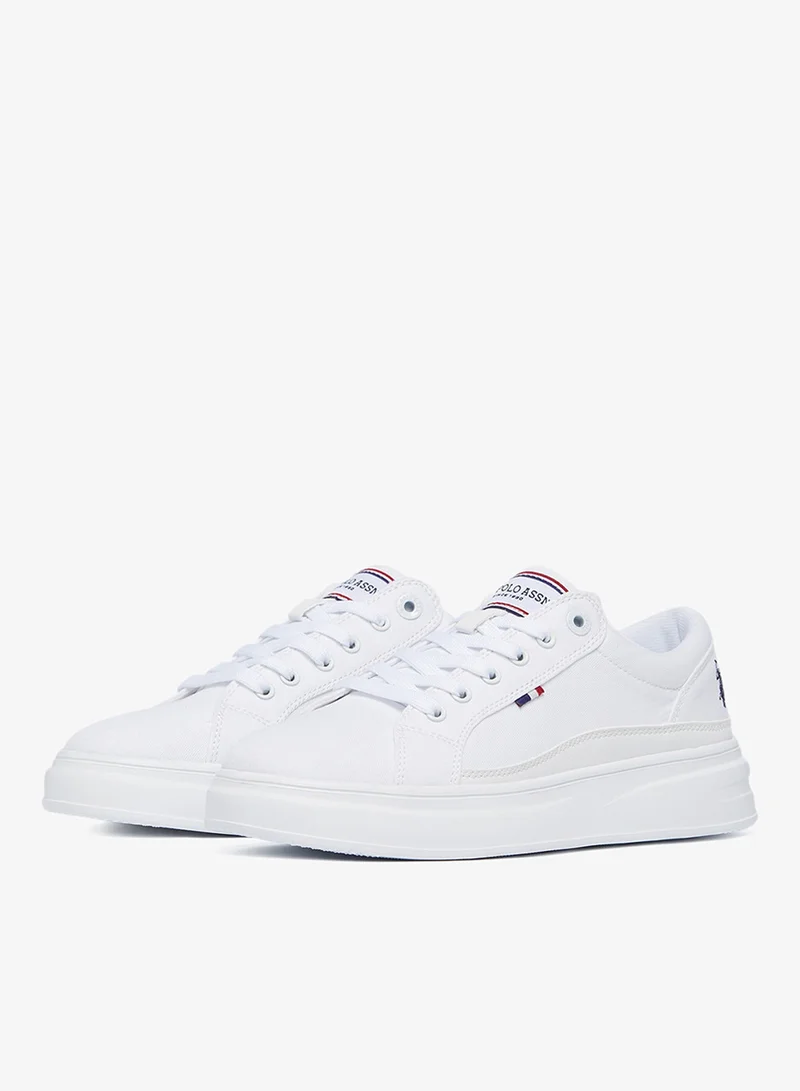 U.S. Polo Assn. White Women's White Low-Top Sneakers - Stylish Lace-Up Design Shoes, Perfect for Casual Adventures for Women | Best Price UAE