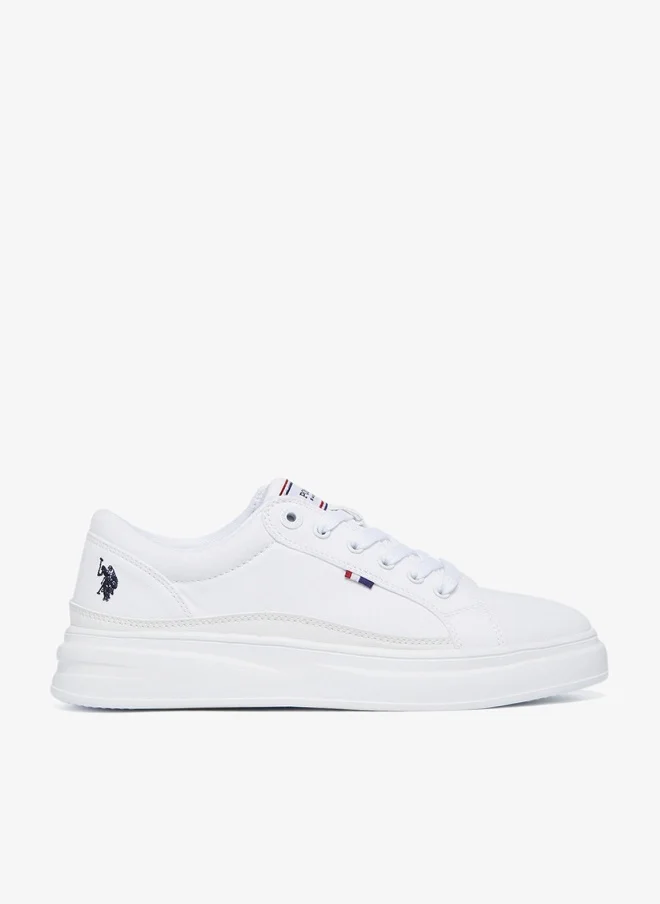U.S. Polo Assn. Women's White Low-Top Sneakers - Stylish Lace-Up Design Shoes, Perfect for Casual Adventures