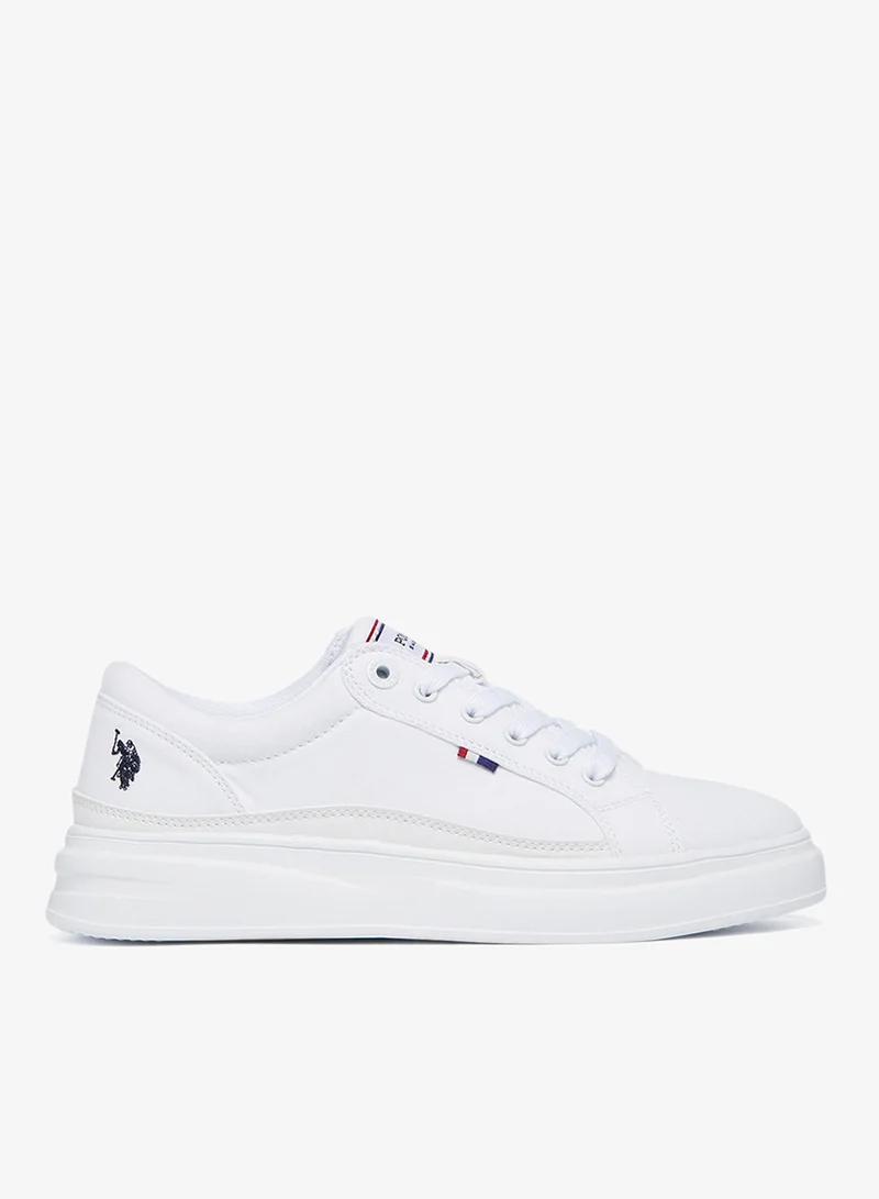 U.S. Polo Assn. Women's White Low-Top Sneakers - Stylish Lace-Up Design Shoes, Perfect for Casual Adventures