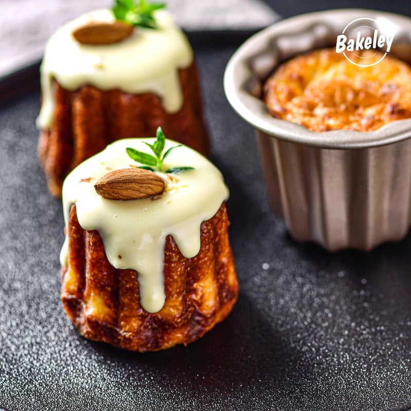 Bakeley Canele Mold Cake Pan, 4Pcs Non-Stick 2.6-Inch Canele Muffin Bakeware Cupcake Pan for Oven Baking (Champagne Gold) - Image 3