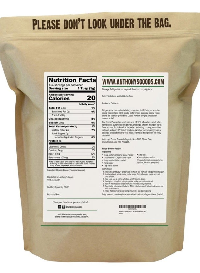 Anthony's Organic Cocoa Powder, 2 lb, Gluten Free, Non GMO, Unsweetened - Image 2