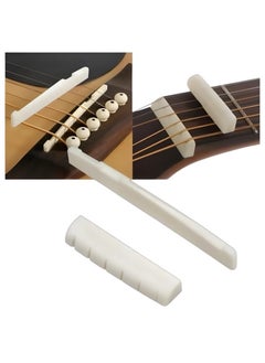 Generic Pre-slotted 6 Strings Nut + Saddle Bridge Repair Replacement Accessory Set for Folk Acoustic Guitar  - Image 1
