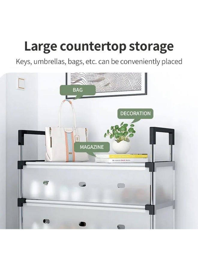 DUNISO 6-Layer Dustproof Shoe Rack, Plastic Independent Shoe Cabinet With Door, Narrow Vertical, Suitable For Entrance, Living Room, Bedroom, 66 * 29 * 110 Cm - Image 4
