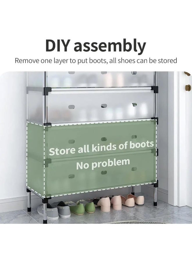 DUNISO 6-Layer Dustproof Shoe Rack, Plastic Independent Shoe Cabinet With Door, Narrow Vertical, Suitable For Entrance, Living Room, Bedroom, 66 * 29 * 110 Cm - Image 5