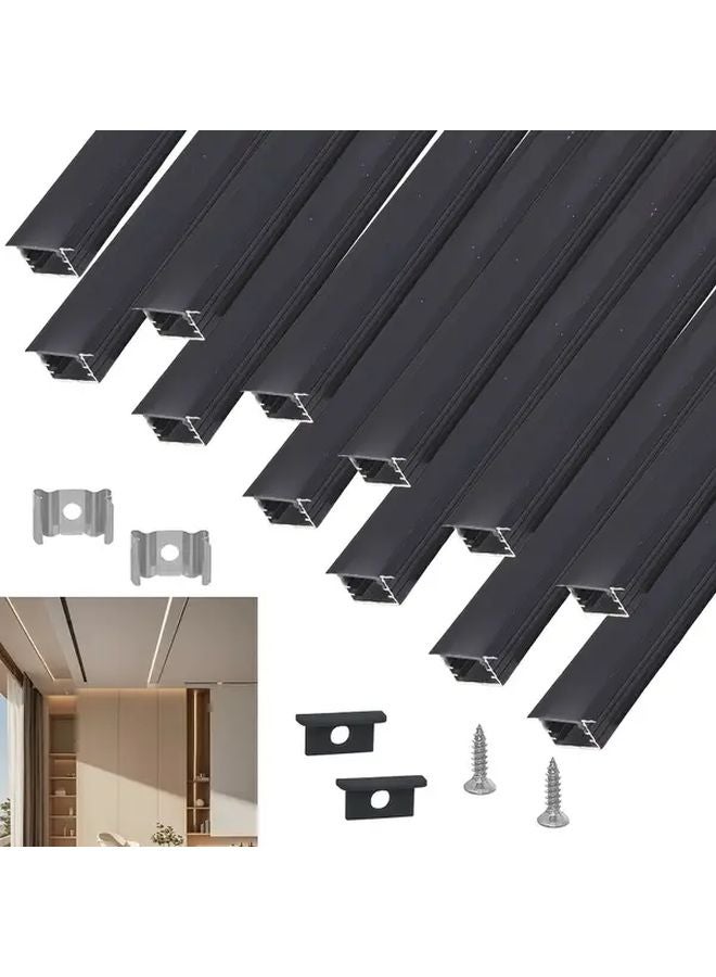 12pcs Black Aluminum U Shaped LED Strip Mounting Clips With White Covers Easy Install - Image 3