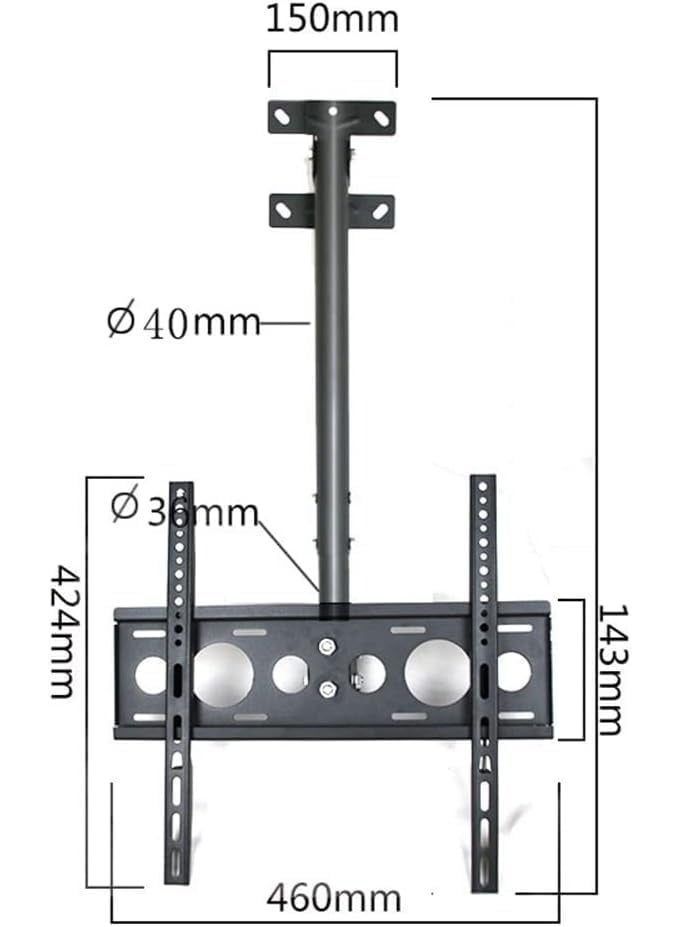 TV Ceiling Mount Bracket for 32-55 Inch Screens – Adjustable Height & Swivel – Holds up to 50KG – 400x400 – Black - Image 1